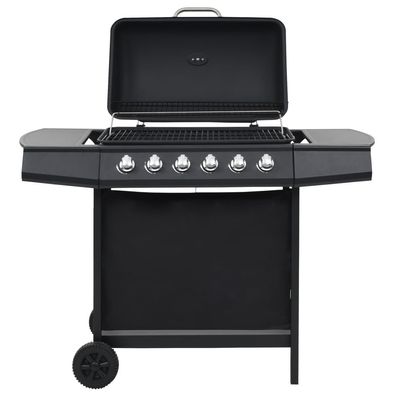 vidaXL Gasgrill mit 6 Flammen Stahl Schwarz