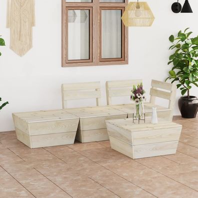 vidaXL 4-tlg. Garten-Paletten-Lounge-Set Imprägniertes Fichtenholz