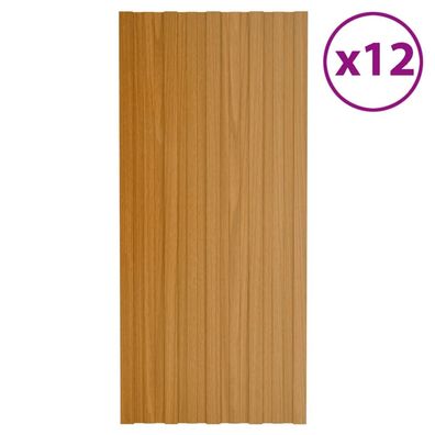 vidaXL Dachpaneele 12 Stk. Verzinkter Stahl Holzoptik Hell 100x45 cm