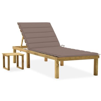vidaXL Garten-Sonnenliege mit Tisch und Auflage Kiefer Imprägniert