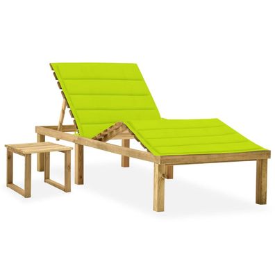 vidaXL Garten-Sonnenliege mit Tisch und Auflage Kiefer Imprägniert