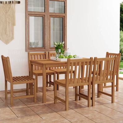 vidaXL 7-tlg. Garten-Essgruppe Massivholz Teak