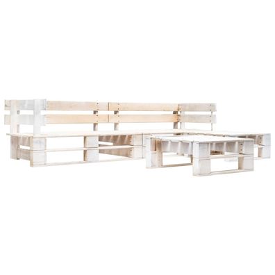vidaXL 4-tlg. Garten-Paletten-Sofagarnitur Holz Weiß