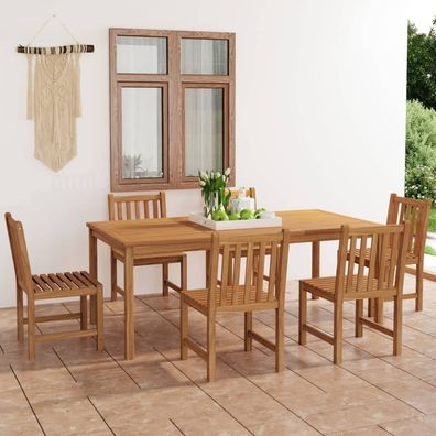 vidaXL 7-tlg. Garten-Essgruppe Massivholz Teak