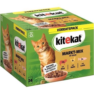 Kitekat Portionsbeutel Multipack Markt-Mix in Gelee 48 x 85g (9,78€/kg)