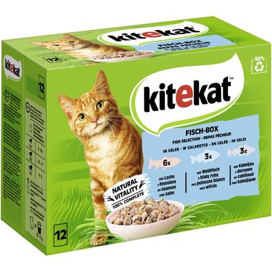 Kitekat Portionsbeutel Multipack Fisch-Box in Gelee 96 x 85g (8,08€/kg)