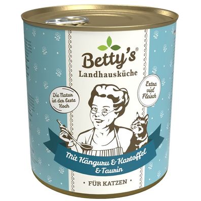 Bettys Landhausküche Dose für Katze - mit Känguru 6 x 800g (9,56€/kg)