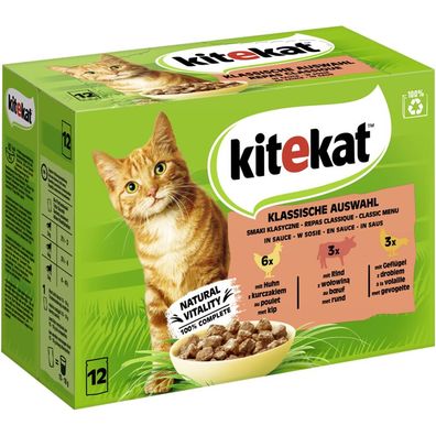 Kitekat Portionsbeutel Multipack Klassische Auswahl in Sauce 96 x 85g (8,08€/kg)