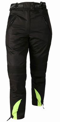 Bangla Damen Motorrad Cordura Textil Hose Schwarz Neon gelb mit Protektoren L