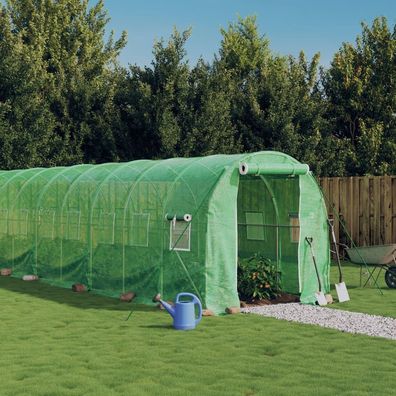 vidaXL Gewächshaus mit Stahlrahmen Grün 48 m² 24x2x2 m