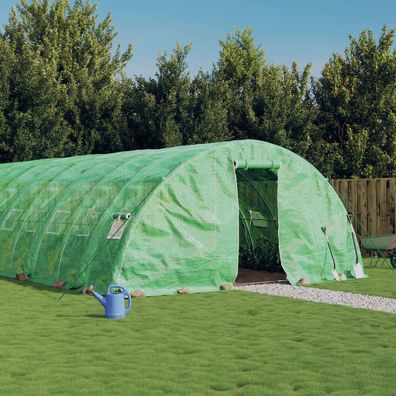 vidaXL Gewächshaus mit Stahlrahmen Grün 30 m² 6x5x2,3 m