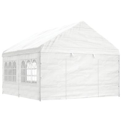 vidaXL Pavillon mit Dach Weiß 4,46x4,08x3,22 m Polyethylen