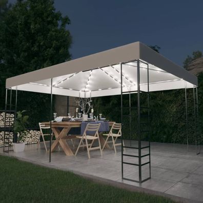 vidaXL Pavillon mit LED-Lichterkette 4x3x2,7 m Weiß