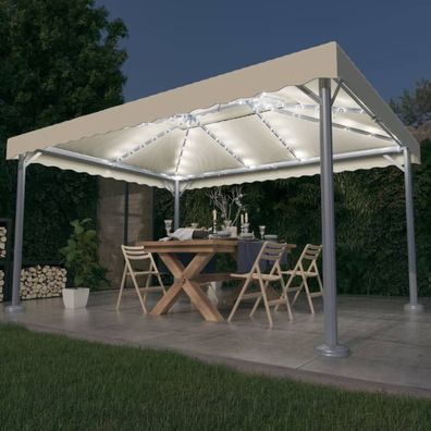 vidaXL Pavillon mit LED-Lichterkette 400x300 cm Cremeweiß Aluminium