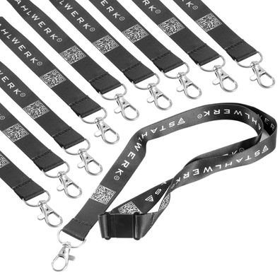 Stahlwerk Schlüsselband 10er Set Schlüsselanhänger Lanyard mit Metall-Karabiner