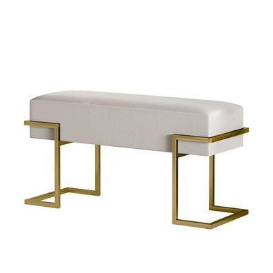 BETTSO Moderne Polsterbank CELY 80 dunkelbeige mit goldenem Rahmen