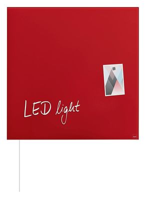 Sigel GL402 Glas Magnetboard LED Beleuchtung 48x48 Magnettafel Magnet Tafel rot