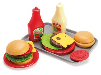 Dantoy 17-tlg. Kinder Spielzeug Burger-Set Burgerset auf Tablett 4670