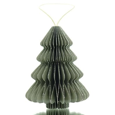 Kaemingk Weihnachtsanhänger Tannenbaum Grau Glitter & Aufhänger 14,5 cm - Papier