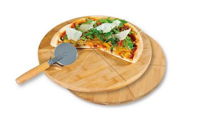 KESPER Pizza-Teller 2er-Set ø 32 cm Pizzabrett mit Pizza-Schneider 58465