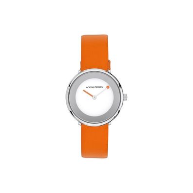 Adora Design Damenuhr 3 BAR analog Ø 30mm orange Lederband ? 3 BAR