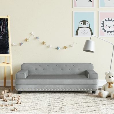 vidaXL Kindersofa Hellgrau 90x53x30 cm Samt