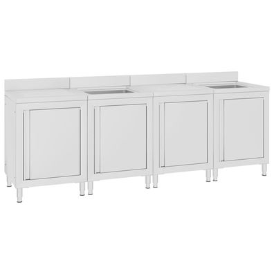 vidaXL Gastro-Spülenunterschrank 240x60x96 cm Edelstahl