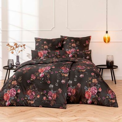 Estella Mako-Satin Bettwäsche DD 135x200 Joyce Blumen Rosen Romantik grau 7931-920