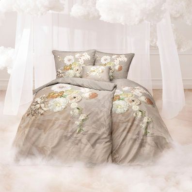 Estella Mako-Satin Traumstoff Bettwäsche 155x220 Danika Blüten nougat 4026-340