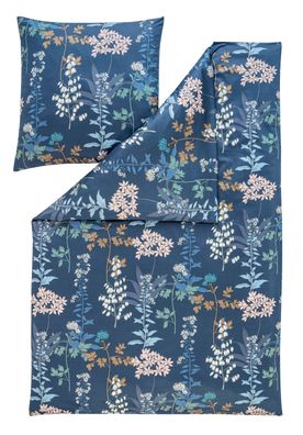 Estella Mako Jersey Bettwäsche 155x220 Alisa blau Wiesenblumen Gräser 6958-625