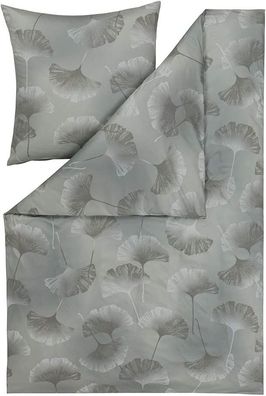 Estella Mako Jersey Bettwäsche 135x200 Isabella oliv Gingko Blätter 6862-540