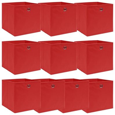 vidaXL Aufbewahrungsboxen 10 Stk. Rot 32x32x32 cm Stoff