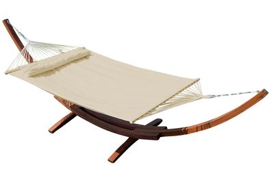 410cm Hängemattengestell Holz Lärche mit Stab Hängematte Edelstahl + KISSEN