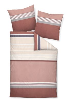 Janine J.D. Mako-Satin Bettwäsche 240x220 Streifen burgund rose 87066-05