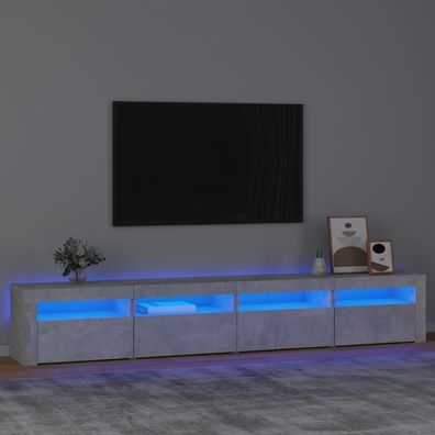 vidaXL TV-Schrank mit LED-Leuchten Betongrau 240x35x40 cm