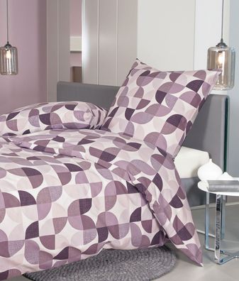 Janine Biber 1B-Bettwäsche 135x200 Davos 65121-05 geometrisch beere mauve