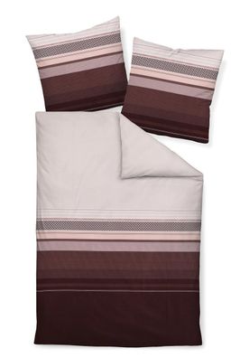 Janine Satin 1B-Bettwäsche 155x220 Streifen mauve rosenholz 87058-01