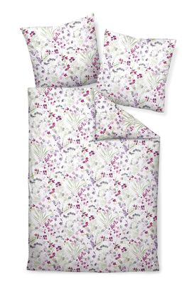 Janine Moments Mako-Satin Bettwäsche 155x220 Streublümchen rosa lila 98078-01