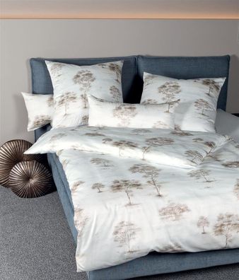 Janine Messina Mako-Satin Bettwäsche 155x220 Bäume beige braun 43059-07