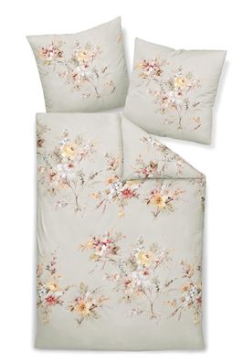 Janine Milano Mako-Satin Bettwäsche 155x220 Blüten Rosen sand koralle 45053-07