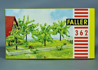 Faller H0 362 Grünende Bäume 4 Stück Laub-Baum grün Fertigmodell 50er/60er NEU