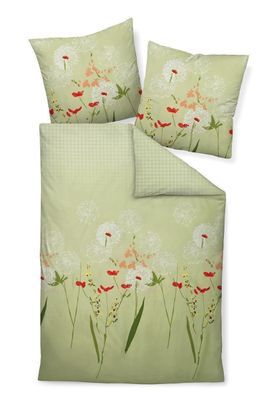 Janine Moments Mako-Satin Bettwäsche 240x220 Pusteblume Karo Vintage 98053-06