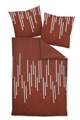 Janine J.D. Mako-Satin Bettwäsche 200x200 Streifen rubin rot silber 87055-01