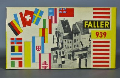 Faller H0 939 Fahnenset Fahnen Stoff Masten Fahnenmasten 50er/60er Jahre NEU OVP