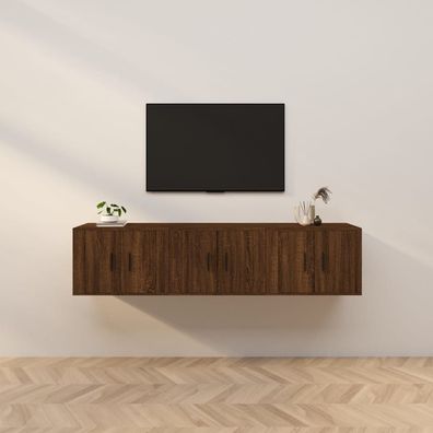 vidaXL TV-Wandschränke 3 Stk. Braun Eichen-Optik 57x34,5x40 cm