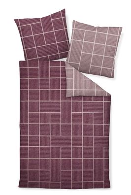 Janine Feinbiber Bettwäsche Davos 155x220 Karo aubergine mauve Wende 65087-05