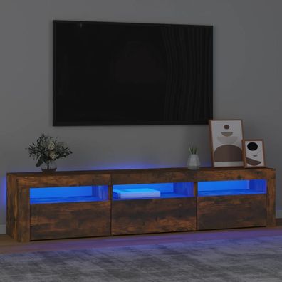 vidaXL TV-Schrank mit LED-Leuchten Räuchereiche 180x35x40 cm