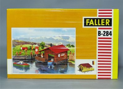 Faller H0 B-284 Bootshaus "Neptun" Boothaus Boot-Anlegestelle 60er/70er NEU OVP FOLIE