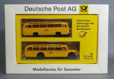 Brekina H0 Historische Fahrzeuge der Deutschen Bundespost 2 Modelle Set 1:87 NEU OVP