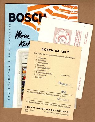 Bosch Mein Kühlschrank Bedienungsanleitung und Rezepte für Modell GA120T 50er/60e